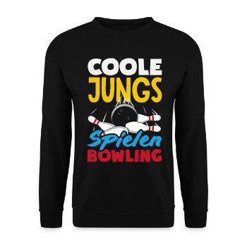 Coole Jungs Spielen Bowling - Unisex Pullover - Schwarz - Vorne - Alina (178cm) & Michal (187cm)