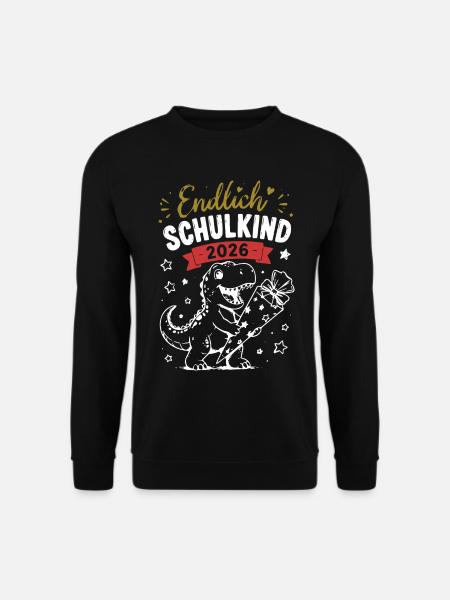 Endlich Schulkind 2026 Dino - Unisex Pullover - Schwarz