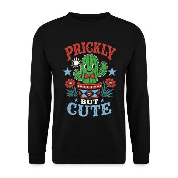 Prickly but Cute Cactus - Unisex Sweatshirt - black - Front - Alina (178cm) & Michal (187cm)
