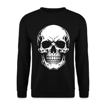 Schädel im Noir-Kontrast - Unisex Pullover - Schwarz - Vorne - Alina (178cm) & Michal (187cm)