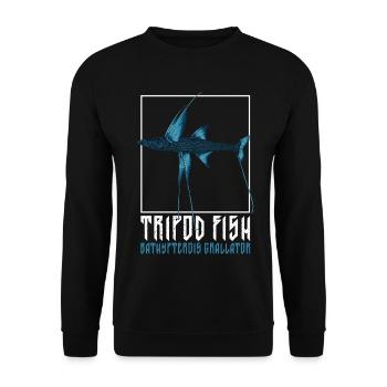 Tiefsee Monster - Dreiflossen-Büschelbarsch - Unisex Pullover - Schwarz - Vorne - Alina (178cm) & Michal (187cm)