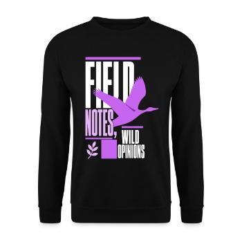 Vogelbeobachtung – Field Notes, Wild Opinions - Unisex Pullover - Schwarz - Vorne - Alina (178cm) & Michal (187cm)