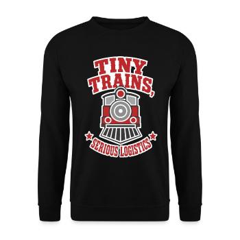 Modelleisenbahn – Tiny Trains Serious Logistics - Unisex Pullover - Schwarz - Vorne - Alina (178cm) & Michal (187cm)