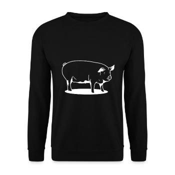 Schwein - Unisex Pullover - Schwarz - Vorne - Alina (178cm) & Michal (187cm)