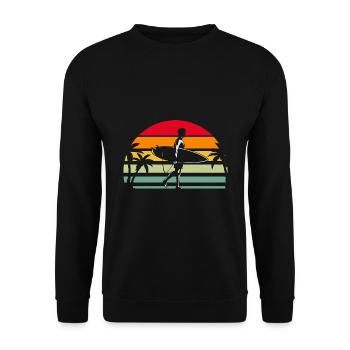 Ocean Vintage Surf Hawaï Rétro Surfeur - Sweat-shirt Unisexe - noir - Devant - Alina (178cm) & Michal (187cm)