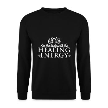 Reiki Geschenkidee | Reiki Meister Reiki Therapeut - Unisex Pullover - Schwarz - Vorne - Alina (178cm) & Michal (187cm)