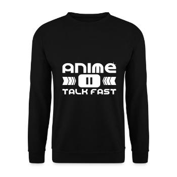 Anime Pause Talk Fast Japanese Anime Manga Otaku - Unisex Pullover - Schwarz - Vorne - Alina (178cm) & Michal (187cm)