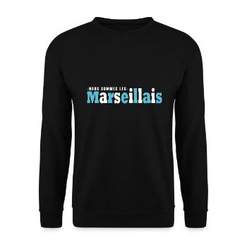 Marseille nous sommes les Marseillais football OM - Sweat-shirt Unisexe - noir - Devant - Alina (178cm) & Michal (187cm)
