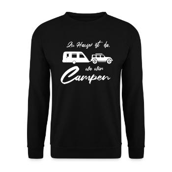 Camping - Unisex Pullover - Schwarz - Vorne - Alina (178cm) & Michal (187cm)
