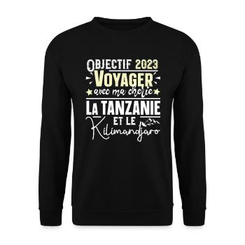 Tanzanie Kilimandjaro Homme Cadeau Couple Mug - Sweat-shirt Unisexe - noir - Devant - Alina (178cm) & Michal (187cm)