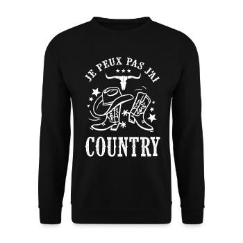 je peux pas j ai country cadeau danse cowboy - Sweat-shirt Unisexe - noir - Devant - Alina (178cm) & Michal (187cm)