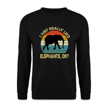 I Just Really Like Elephants OK, elephant lover - Unisex Sweatshirt - black - Front - Alina (178cm) & Michal (187cm)
