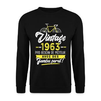 1963 Vélo Anniversaire Homme 60 ans vélos - Sweat-shirt Unisexe - noir - Devant - Alina (178cm) & Michal (187cm)