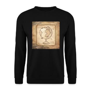 Geografie - Globus & Zeigestock / Vintage Kunst - Unisex Pullover - Schwarz - Vorne - Alina (178cm) & Michal (187cm)