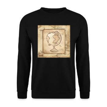 Geography - Globe & Pointer / Old World Map - Unisex Sweatshirt - black - Front - Alina (178cm) & Michal (187cm)