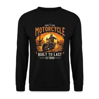 Born in 1990 Motorcycle Biker - Unisex Sweatshirt - black - Front - Alina (178cm) & Michal (187cm)