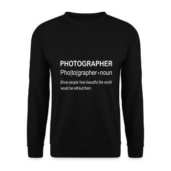 Photographer Definition- Fotografie Spruch - Unisex Pullover - Schwarz - Vorne - Alina (178cm) & Michal (187cm)