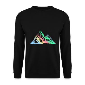Berge Bunt Gebirge - Unisex Pullover - Schwarz - Vorne - Alina (178cm) & Michal (187cm)