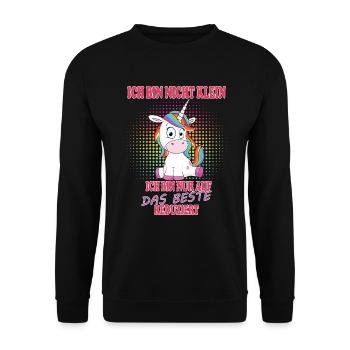 Ich bin nicht klein Einhorn - Unisex Pullover - Schwarz - Vorne - Alina (178cm) & Michal (187cm)