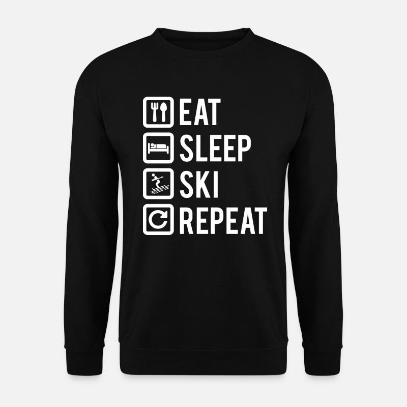 Eat Sleep Ski Repeat Eating Sleeping Skiing - Unisex Sweatshirt - black