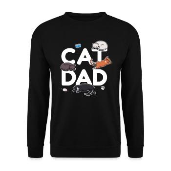 Cat Dad - Katze Katzenmann Papa Miezekatze Miau - Unisex Pullover - Schwarz - Vorne - Alina (178cm) & Michal (187cm)