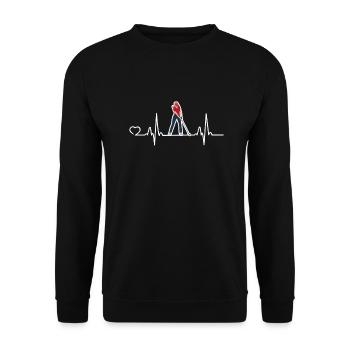 Golf Heartbeat Golfer Cadeau de golfeur de balles de golf - Sweat-shirt Unisexe - noir - Devant - Alina (178cm) & Michal (187cm)