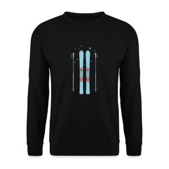 Ski Skifahren Skiurlaub Skifahrer Geschenk - Unisex Pullover - Schwarz - Vorne - Alina (178cm) & Michal (187cm)