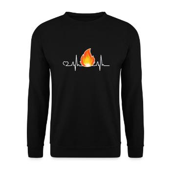Freiwillige Feuerwehr Flamme Feuerwehrman Geschenk - Unisex Pullover - Schwarz - Vorne - Alina (178cm) & Michal (187cm)