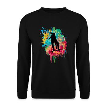 Patineuse au skateboard PopArt - Sweat-shirt Unisexe - noir - Devant - Alina (178cm) & Michal (187cm)