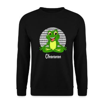 Meditation Frosch - Yoga Frosch - Unisex Pullover - Schwarz - Vorne - Alina (178cm) & Michal (187cm)