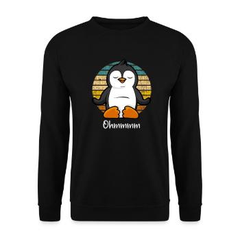 Meditation Penguin - Yoga Penguin - Unisex Sweatshirt - black - Front - Alina (178cm) & Michal (187cm)