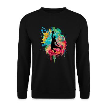 Basketball Spieler - Unisex Pullover - Schwarz - Vorne - Alina (178cm) & Michal (187cm)