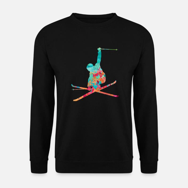 Skifahrer Wintersport - PopArt Style - Unisex Pullover - Schwarz
