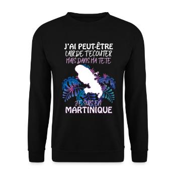 Mon Ile Je L'Aime Citation Martinique Idée Cadeau - Sweat-shirt Unisexe - noir - Devant - Alina (178cm) & Michal (187cm)