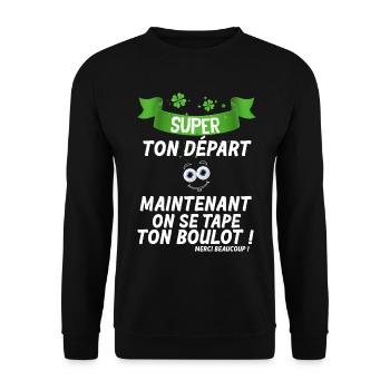 Collègue Part Pas ! Cadeau Humour Départ Collègue - Sweat-shirt Unisexe - noir - Devant - Alina (178cm) & Michal (187cm)
