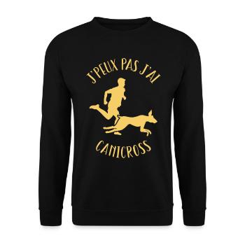 J'peux Pas J'ai Canicross, Humour Canicross - Sweat-shirt Unisexe - noir - Devant - Alina (178cm) & Michal (187cm)