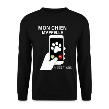 Mon Chien m'appelle Chien Humour - Sweat-shirt Unisexe - noir - Devant - Alina (178cm) & Michal (187cm)