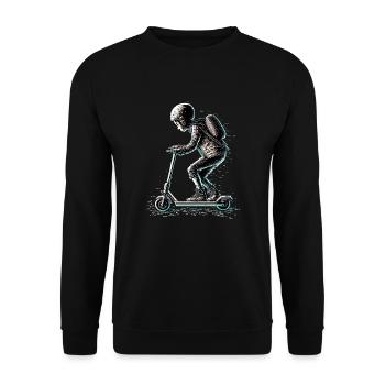 Stuntscooter im ASCII Style - Unisex Pullover - Schwarz - Vorne - Alina (178cm) & Michal (187cm)