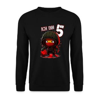 Kids Birthday 5 Years - Basketball Ninja - Unisex Sweatshirt - black - Front - Alina (178cm) & Michal (187cm)