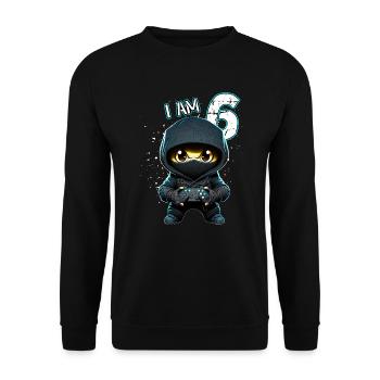 Children birthday 6 years - video games and gamers - Unisex Sweatshirt - black - Front - Alina (178cm) & Michal (187cm)