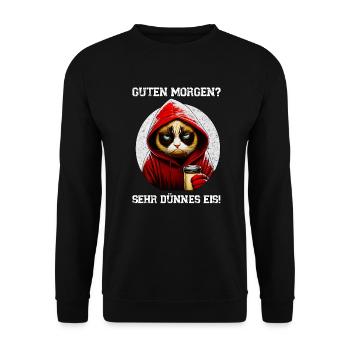 Guten Morgen - Sehr Dünnes Eis - Langschläfer - Unisex Pullover - Schwarz - Vorne - Alina (178cm) & Michal (187cm)