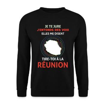 La Réunion La Petite Voix Humour - Sweat-shirt Unisexe - noir - Devant - Alina (178cm) & Michal (187cm)