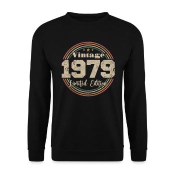 1979 Anniversaire Vintage Rétro Né En - 1979 - Sweat-shirt Unisexe - noir - Devant - Alina (178cm) & Michal (187cm)