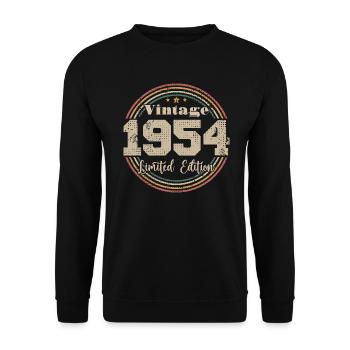 1954 Retro Vintage Geburtstag geboren in - 1954 - Unisex Pullover - Schwarz - Vorne - Alina (178cm) & Michal (187cm)