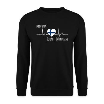 Mon cœur bat pour la Finlande Scandinavie - Sweat-shirt Unisexe - noir - Devant - Alina (178cm) & Michal (187cm)