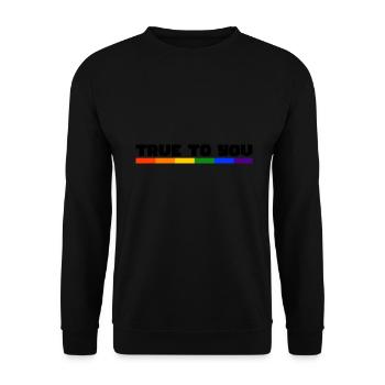 Rainbow Connection Embrace, Happy Pride - Unisex Pullover - Schwarz - Vorne - Alina (178cm) & Michal (187cm)