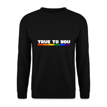 Rainbow Connection Embrace, Happy Pride - Unisex Pullover - Schwarz - Vorne - Alina (178cm) & Michal (187cm)