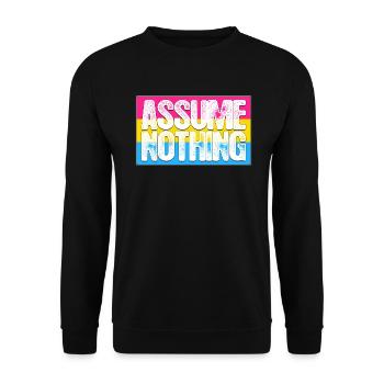 Assume Nothing Pansexual Pride Flag - Unisex Sweatshirt - black - Front - Alina (178cm) & Michal (187cm)