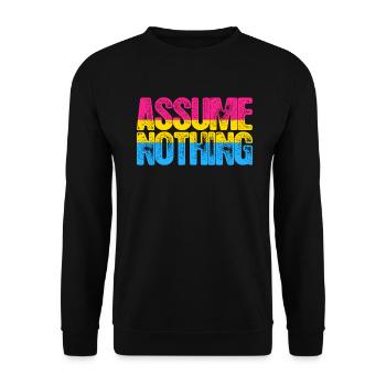 Pansexual Pride Assume Nothing - Unisex Sweatshirt - black - Front - Alina (178cm) & Michal (187cm)