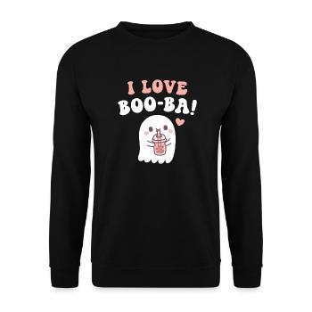 Mignon fantôme j’aime Booba Boba Tea - Sweat-shirt Unisexe - noir - Devant - Alina (178cm) & Michal (187cm)